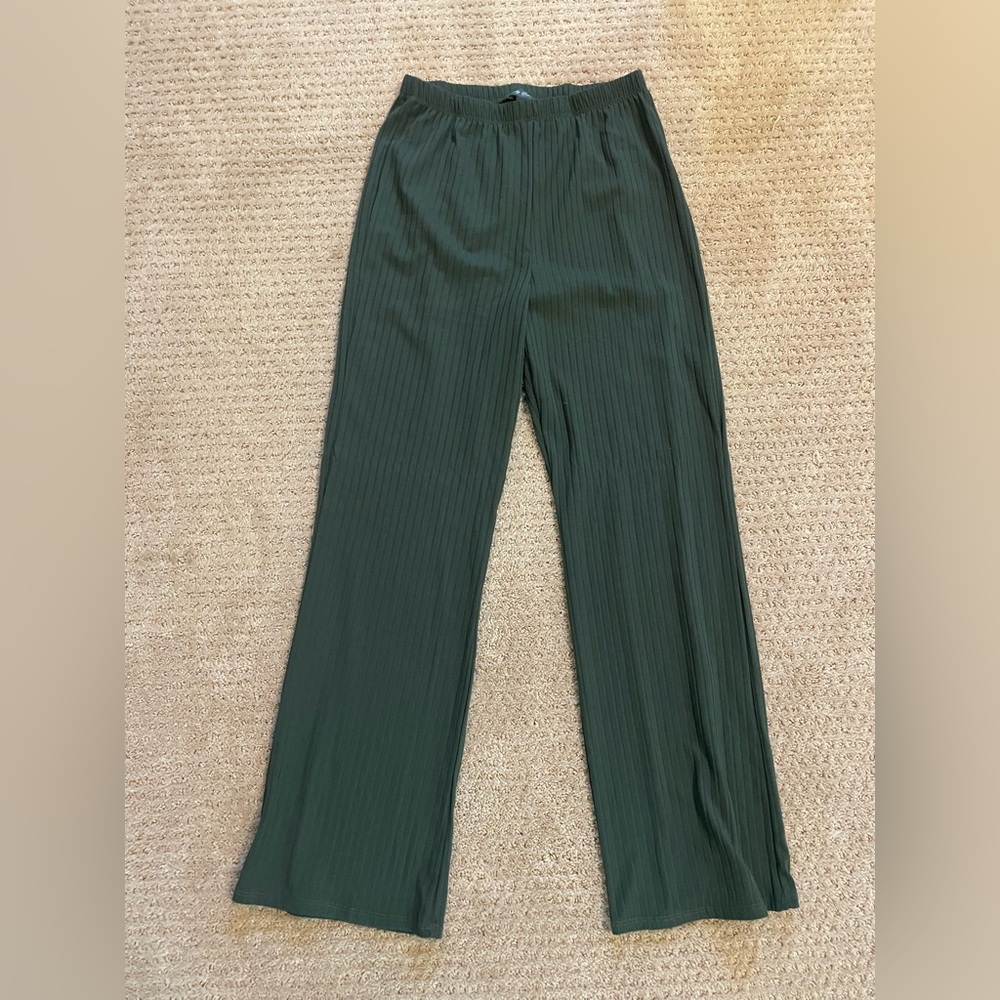 Wide Leg Green Flowy Pants